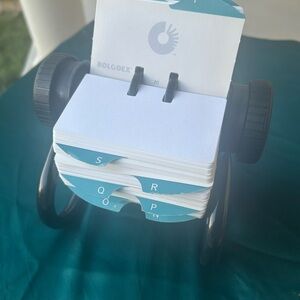 Vintage Rolodex Rotary Card File in Teal and Black